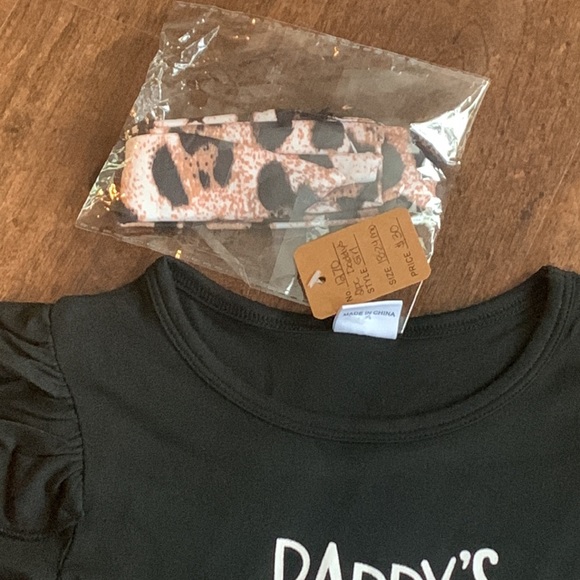 2-Piece “Daddy’s Girl” Cute Outfit with Tie Headband, New, Size 18-24 Months - Picture 5 of 12